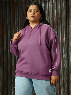 Women Solid Cotton Regular Fit  Hood Long Sleeve Sweatshirts