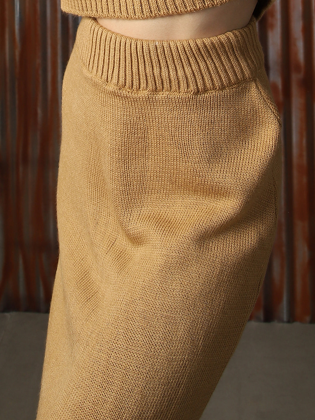 Women Knitted Acrylic Regular fit High- Rise Round Neck Long Sleeve Co-Ord