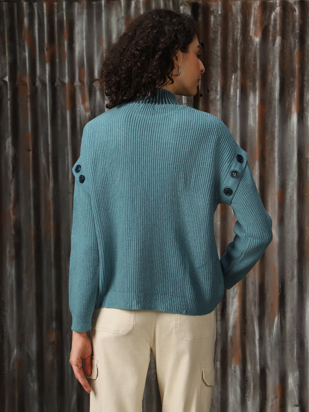 High Star Women Abstract pattern High Neck Pullover