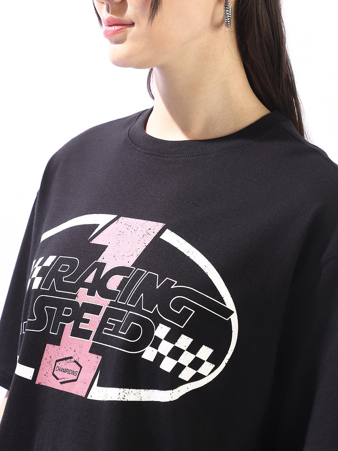 High Star Printed Drop-Shoulder Sleeves Cotton T-shirt