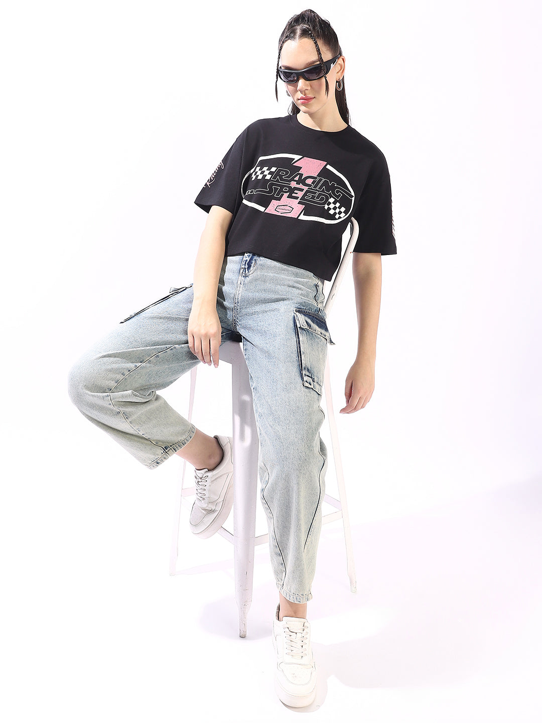 High Star Printed Drop-Shoulder Sleeves Cotton T-shirt