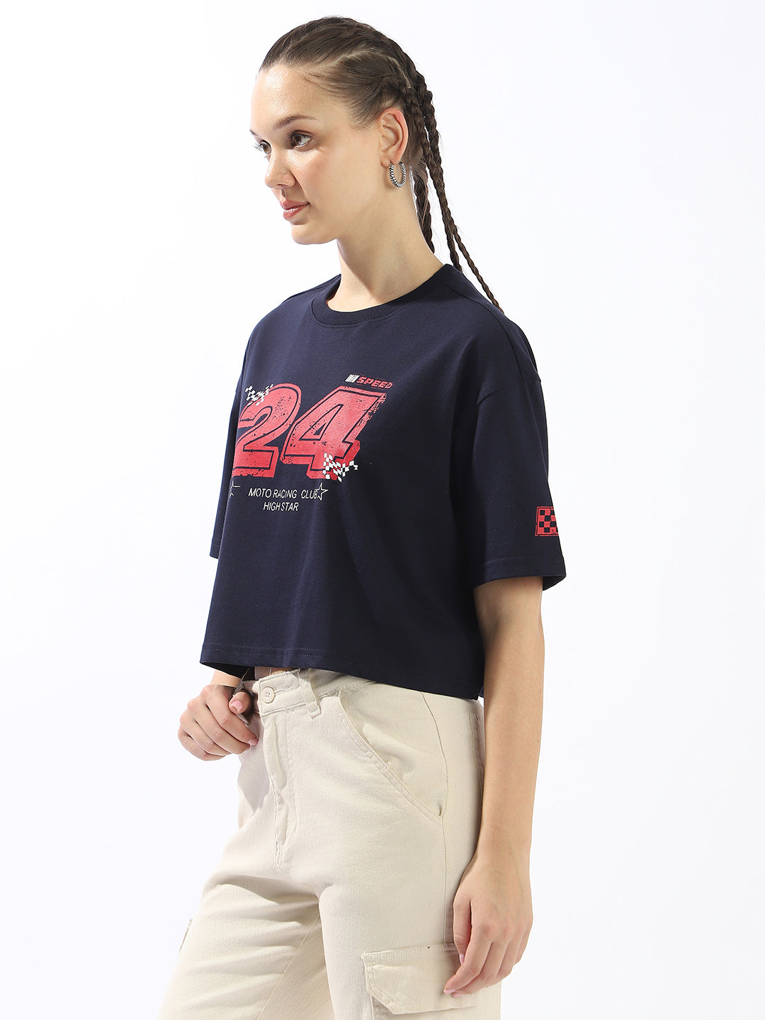 High Star Printed Extended Sleeves Cotton T-shirt