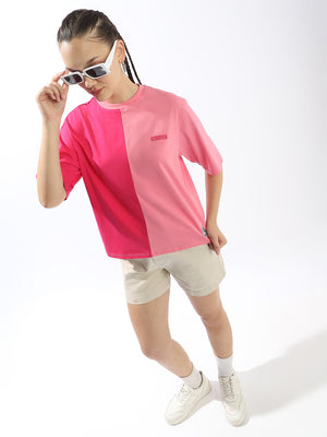 High Star Colourblocked Drop-Shoulder Sleeves Cotton T-shirt