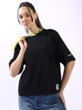 High Star Drop-Shoulder Sleeves Cotton T-shirt