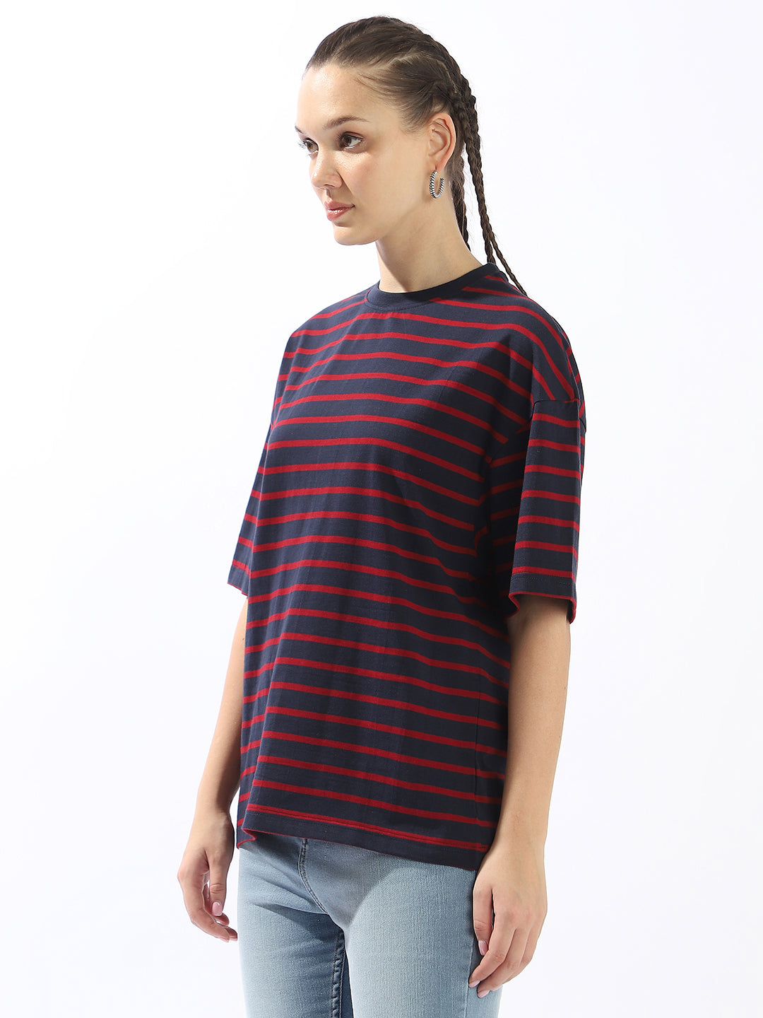 High Star Striped Extended Sleeves Cotton T-shirt