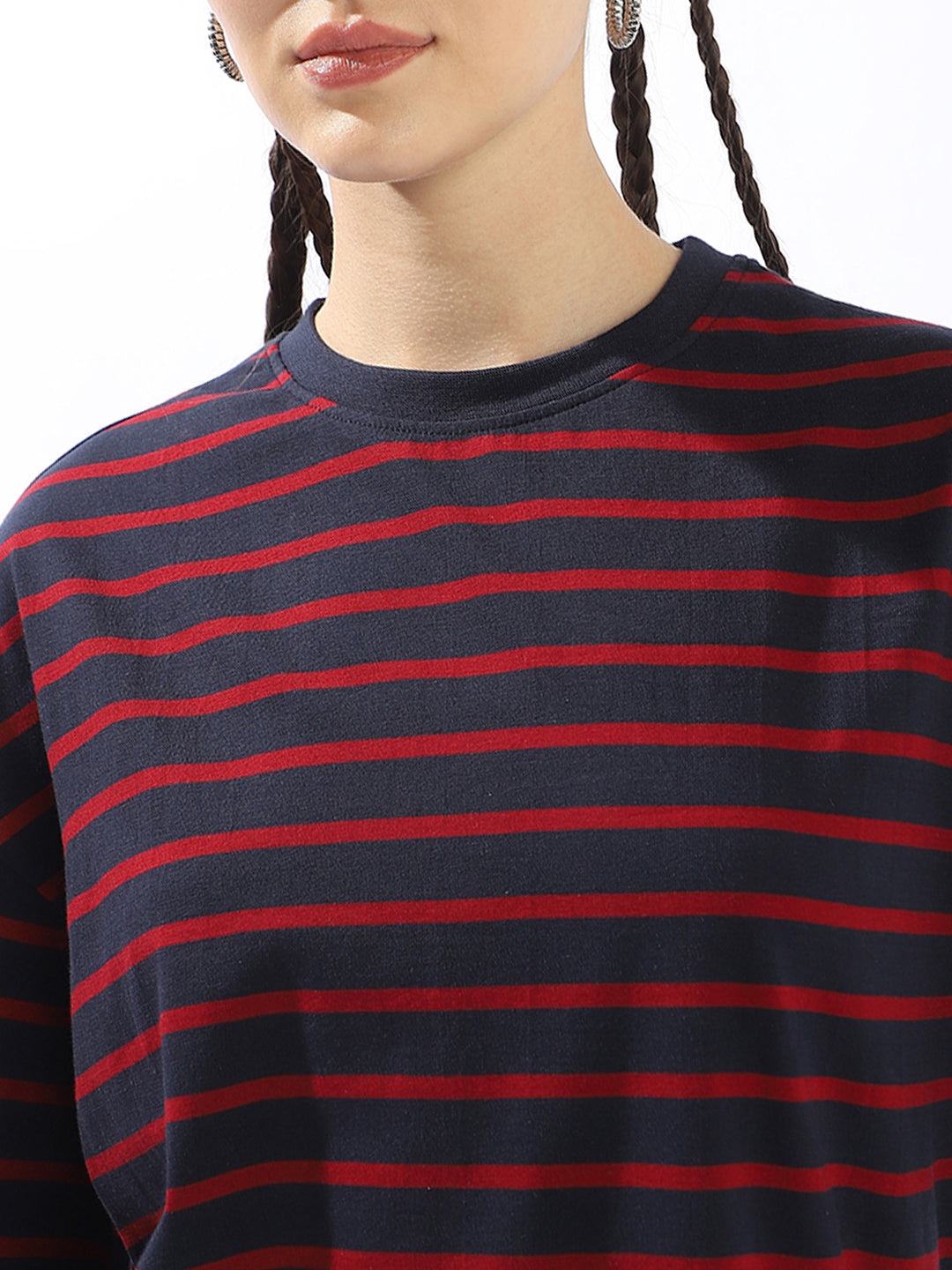 High Star Striped Extended Sleeves Cotton T-shirt