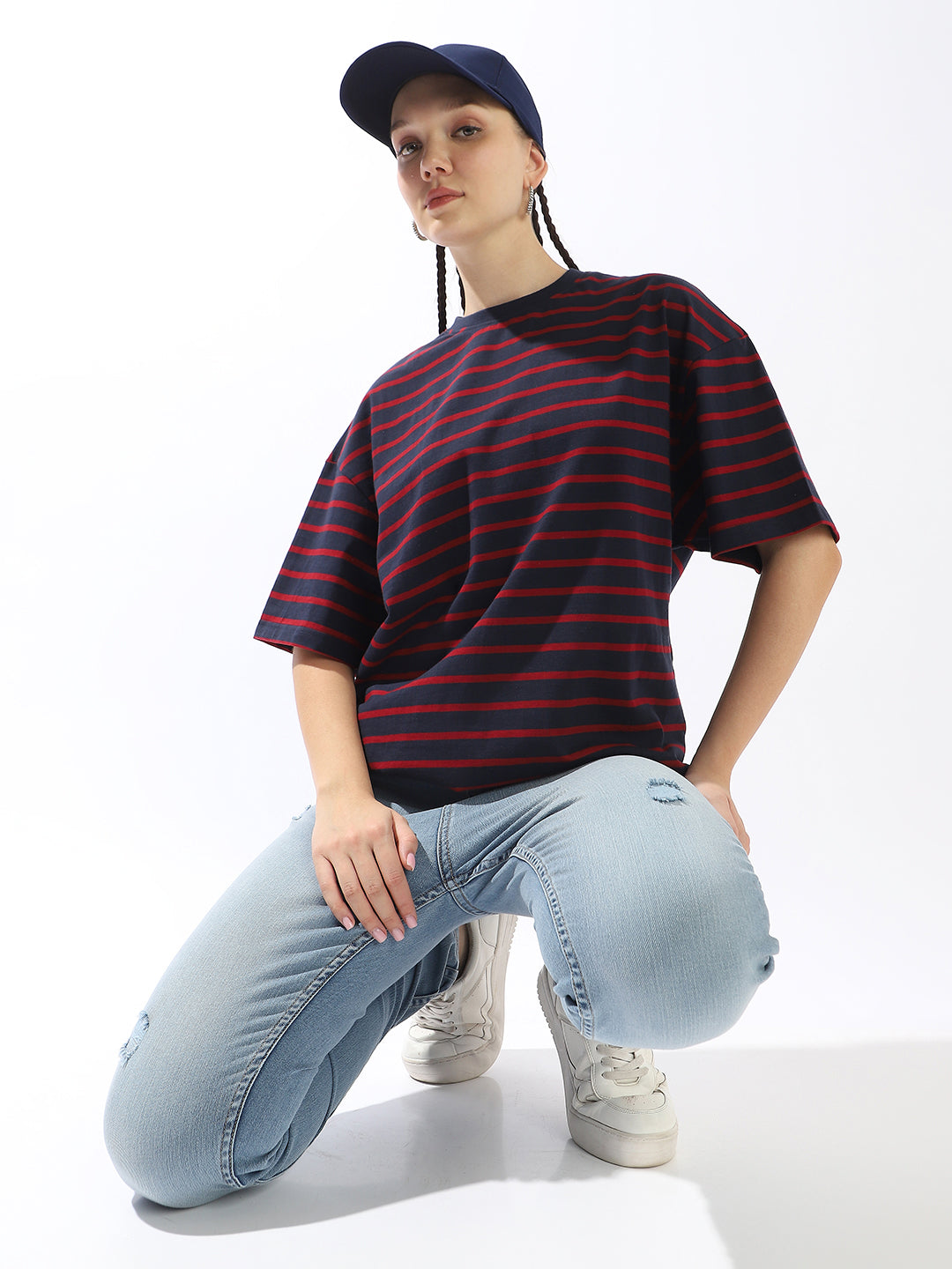 High Star Striped Extended Sleeves Cotton T-shirt