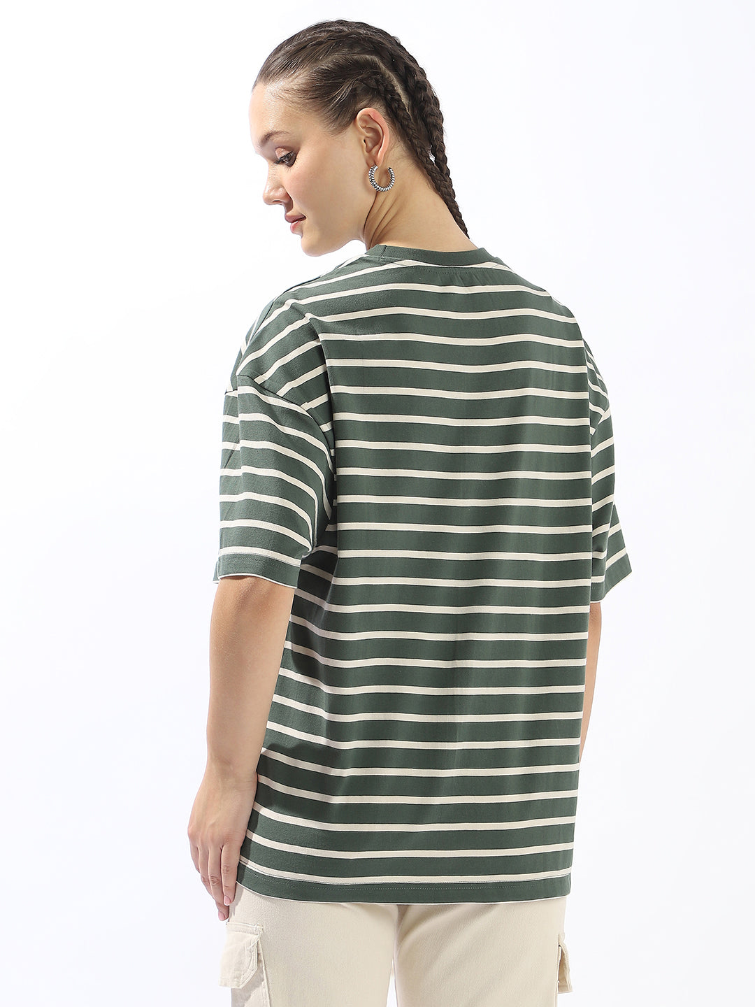 High Star Striped Extended Sleeves Monochrome Cotton T-shirt