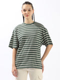 High Star Striped Extended Sleeves Monochrome Cotton T-shirt