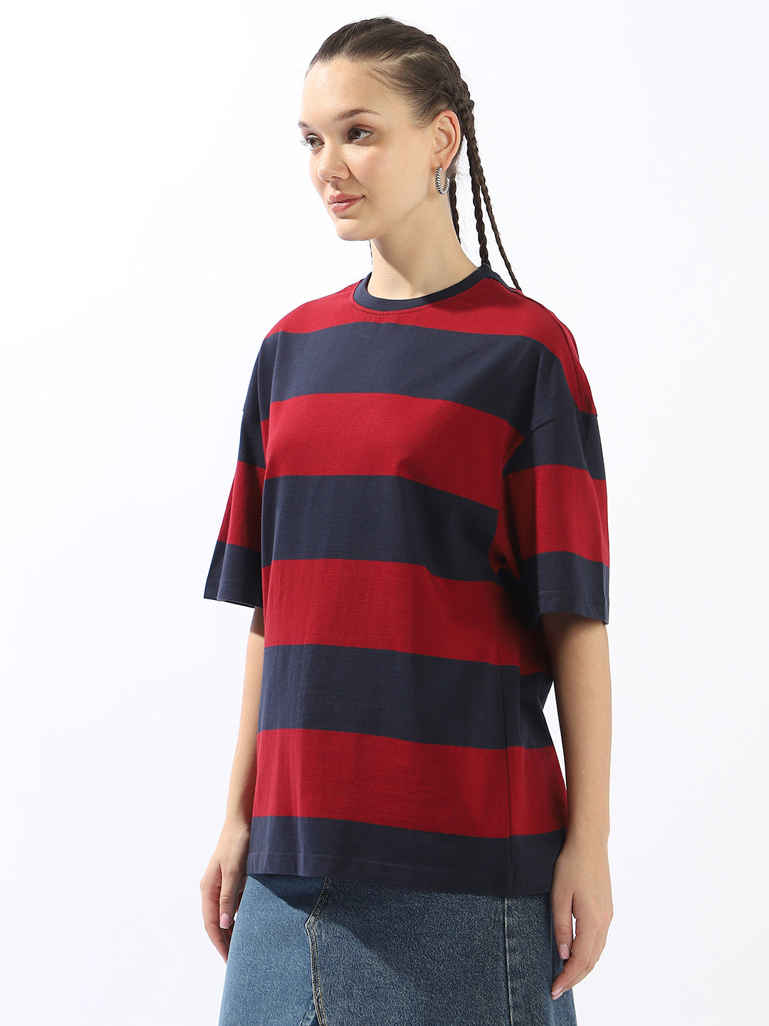 High Star Striped Extended Sleeves Cotton T-shirt