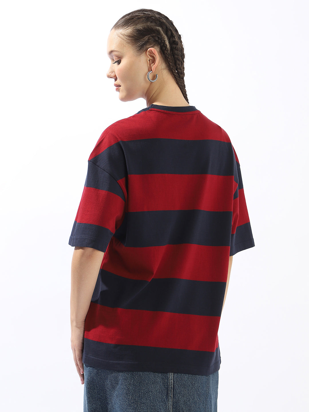 High Star Striped Extended Sleeves Cotton T-shirt
