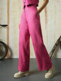 High Star Women Solid Regular length Wide leg    Trousers