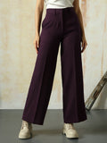 High Star Women Solid Regular length Wide leg    Trousers