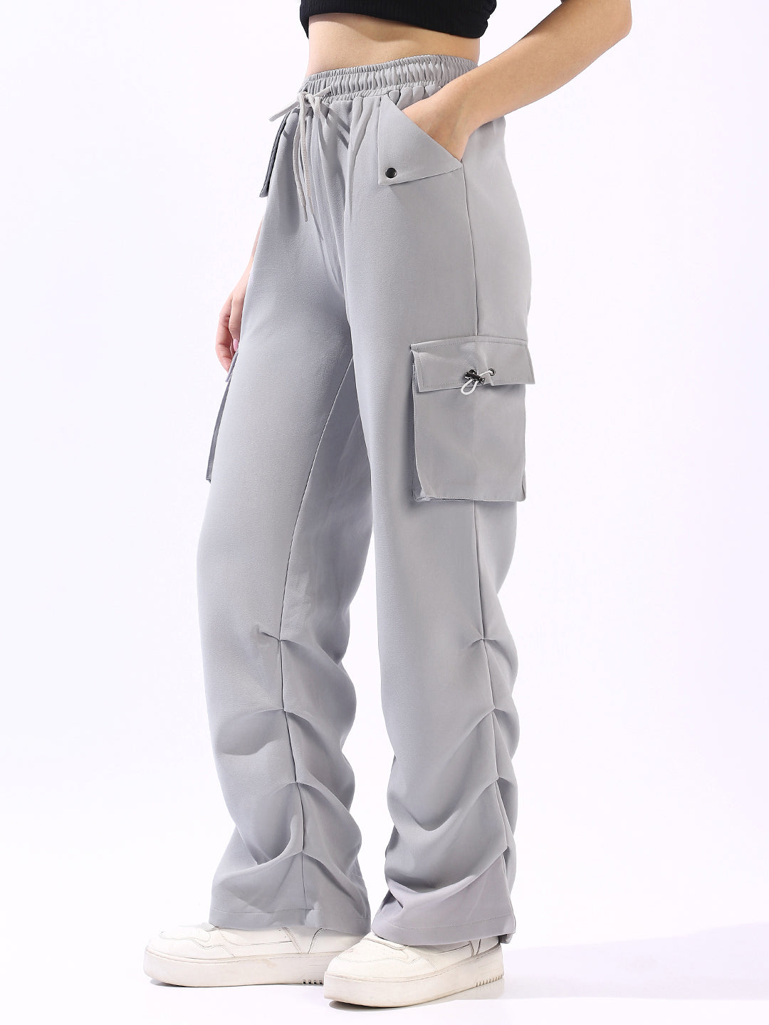 High Star Women Relaxed High-Rise Easy Wash Pleated Trousers