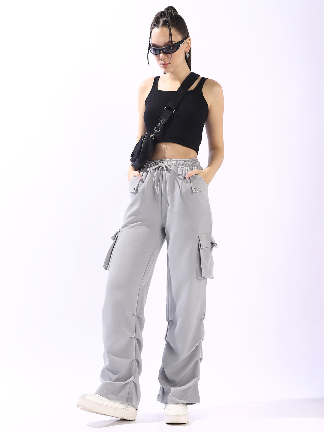High Star Women Relaxed High-Rise Easy Wash Pleated Trousers