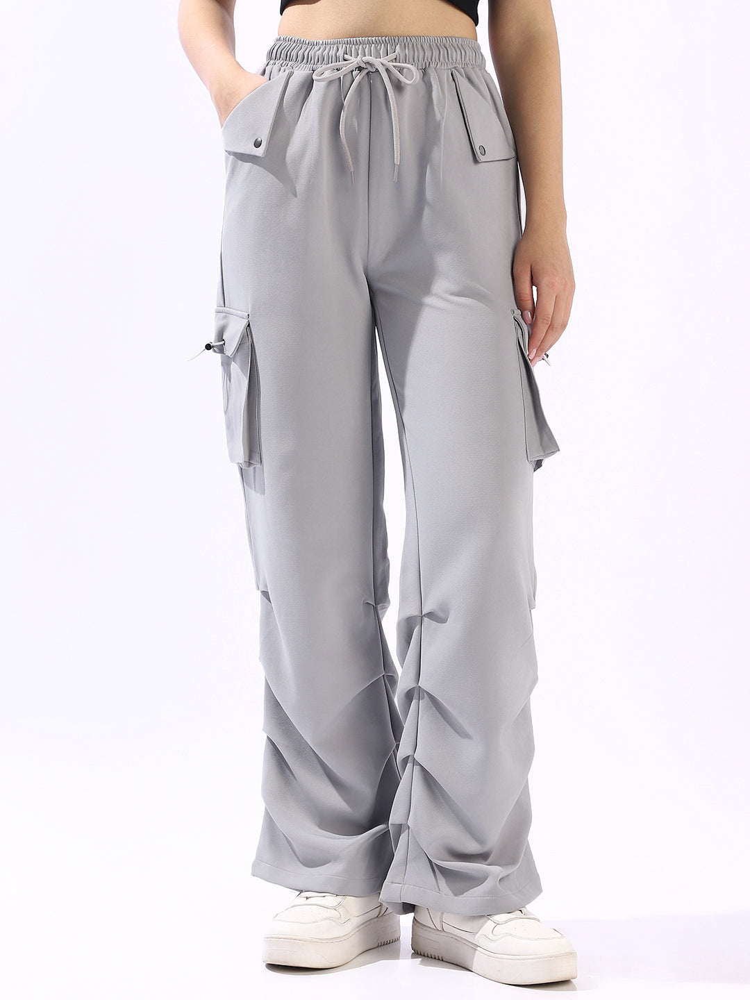 High Star Women Relaxed High-Rise Easy Wash Pleated Trousers