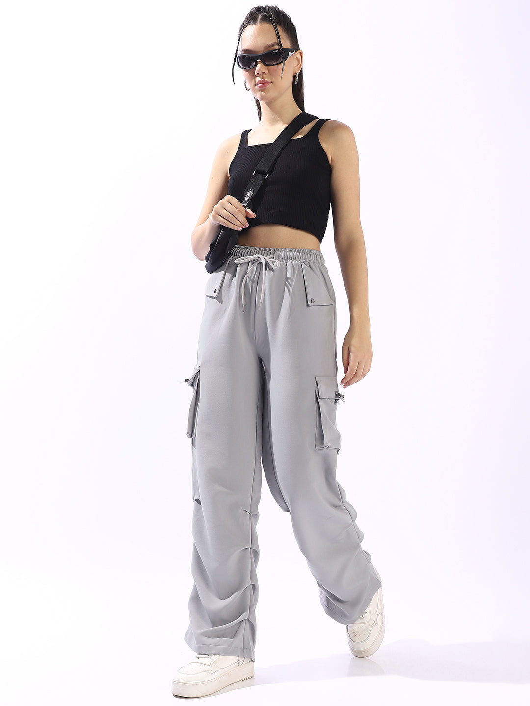 High Star Women Relaxed High-Rise Easy Wash Pleated Trousers