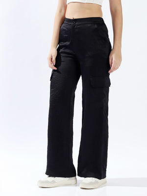 High star Women Polyester Wide Leg High-Rise Casual Trousers