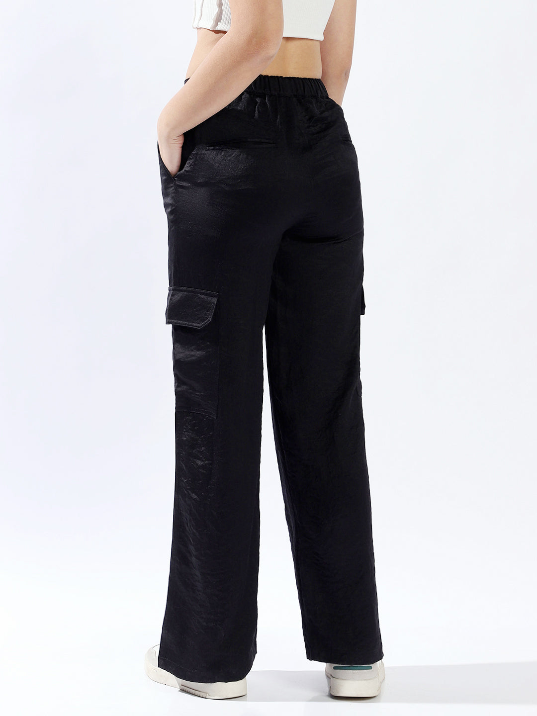 High star Women Polyester Wide Leg High-Rise Casual Trousers