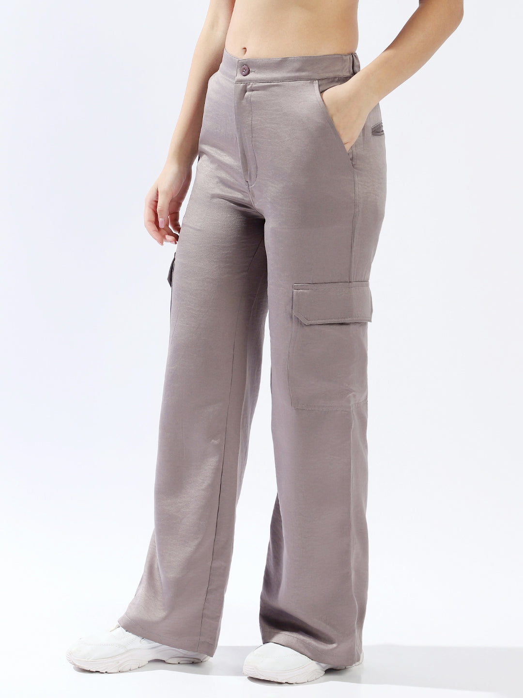 High star Women Polyester Wide Leg High-Rise Casual Trousers