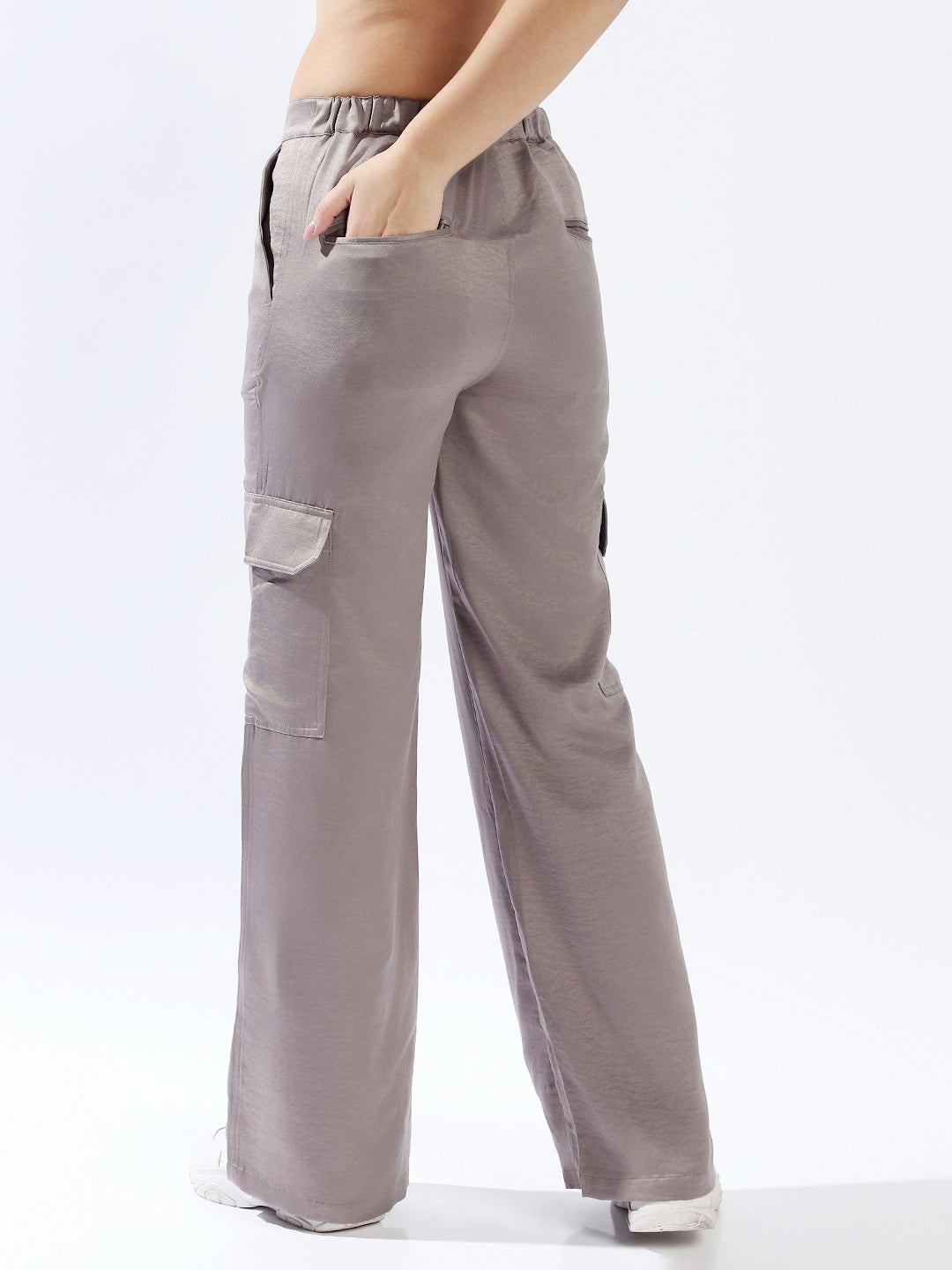 High star Women Polyester Wide Leg High-Rise Casual Trousers