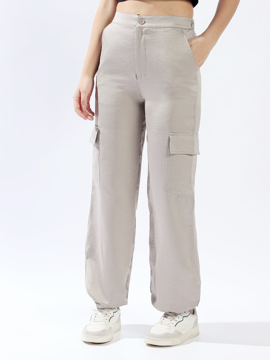 High star Women Polyester Loose Jogger Fit High-Rise Casual Trousers