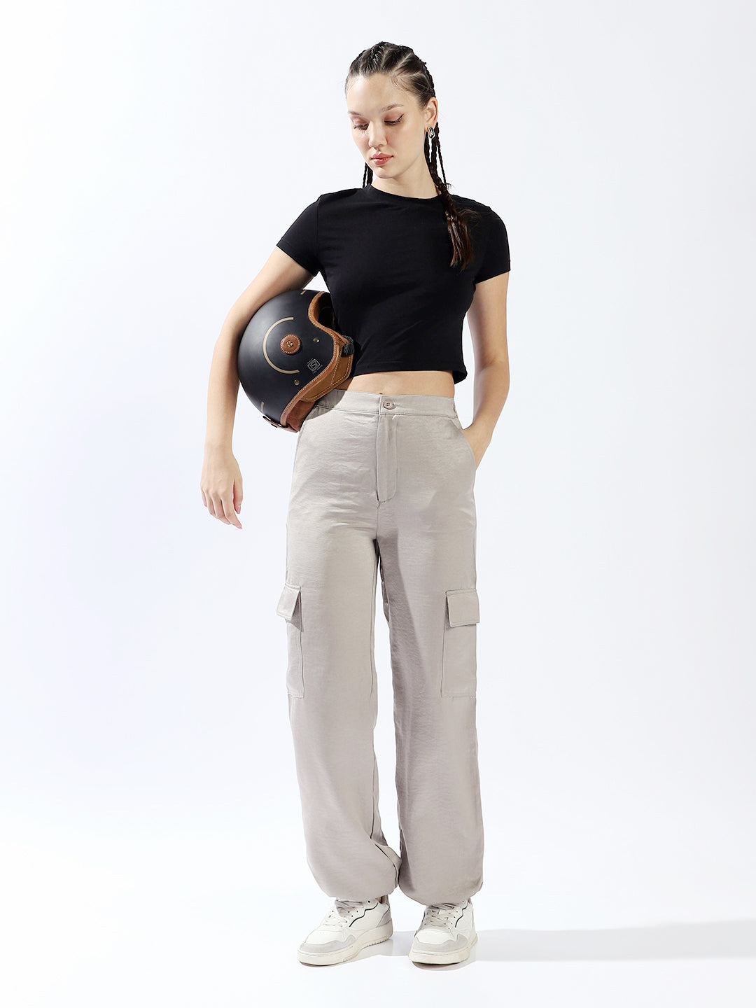 High star Women Polyester Loose Jogger Fit High-Rise Casual Trousers