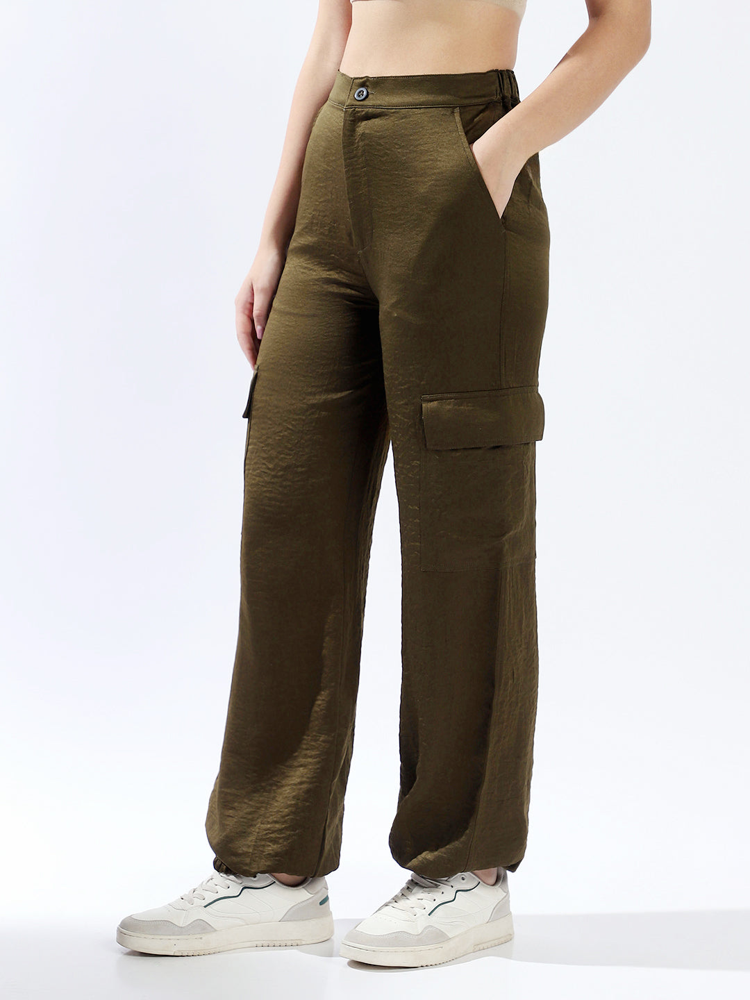 High star Women Polyester Loose Jogger Fit High-Rise Casual Trousers