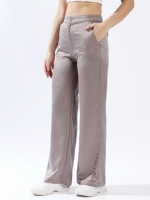 High star Women Polyester Wide Leg High-Rise Casual Trousers