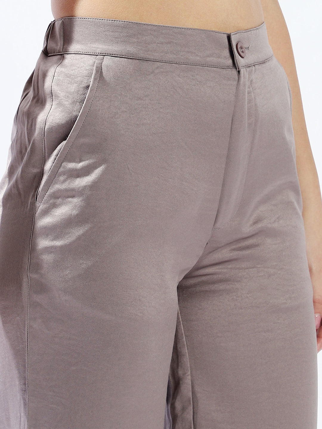 High star Women Polyester Wide Leg High-Rise Casual Trousers