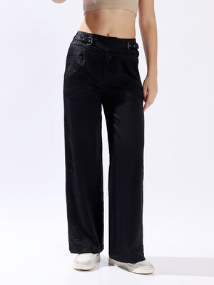 High star Women Polyester Wide Leg High-Rise Casual Trousers
