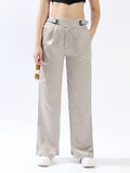 High star Women Polyester Wide Leg High-Rise Casual Trousers