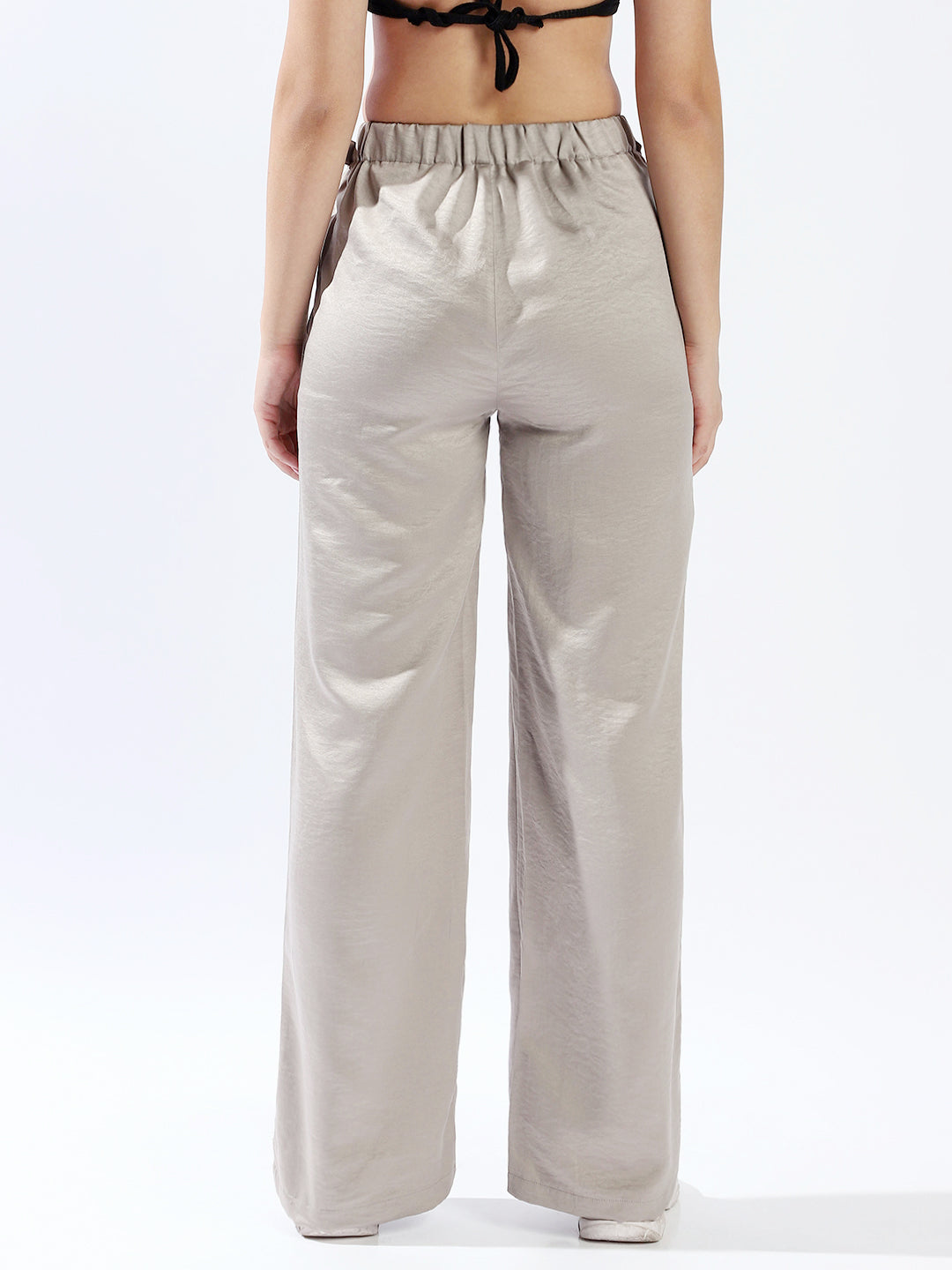 High star Women Polyester Wide Leg High-Rise Casual Trousers