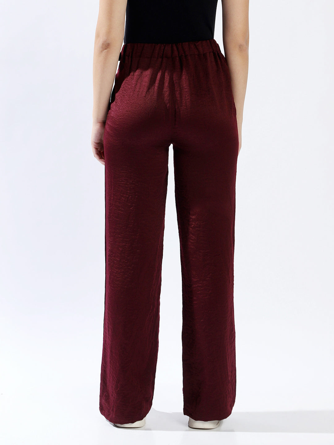 High star Women Polyester Wide Leg High-Rise Casual Trousers