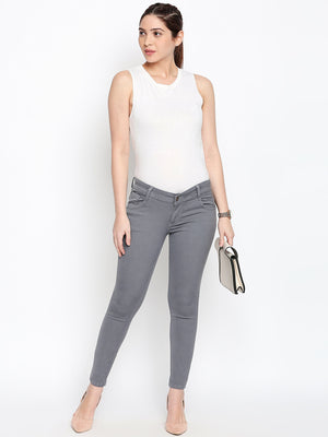 Women Grey Slim Fit Mid-Rise Clean Look Stretchable Jeans
