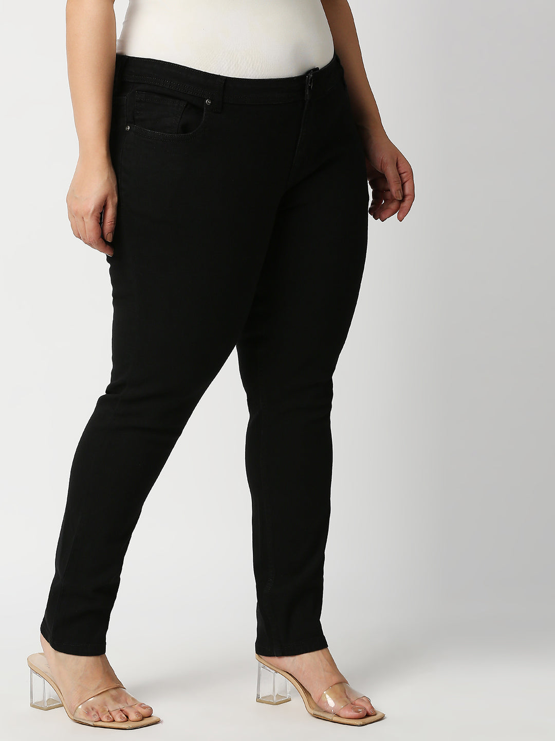 Women Plus Size Black Slim Fit Stretchable Jeans