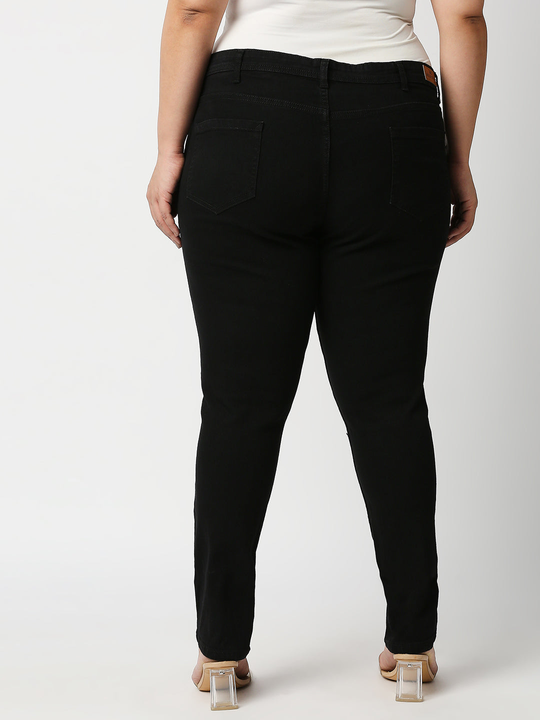 Women Plus Size Black Slim Fit Stretchable Jeans