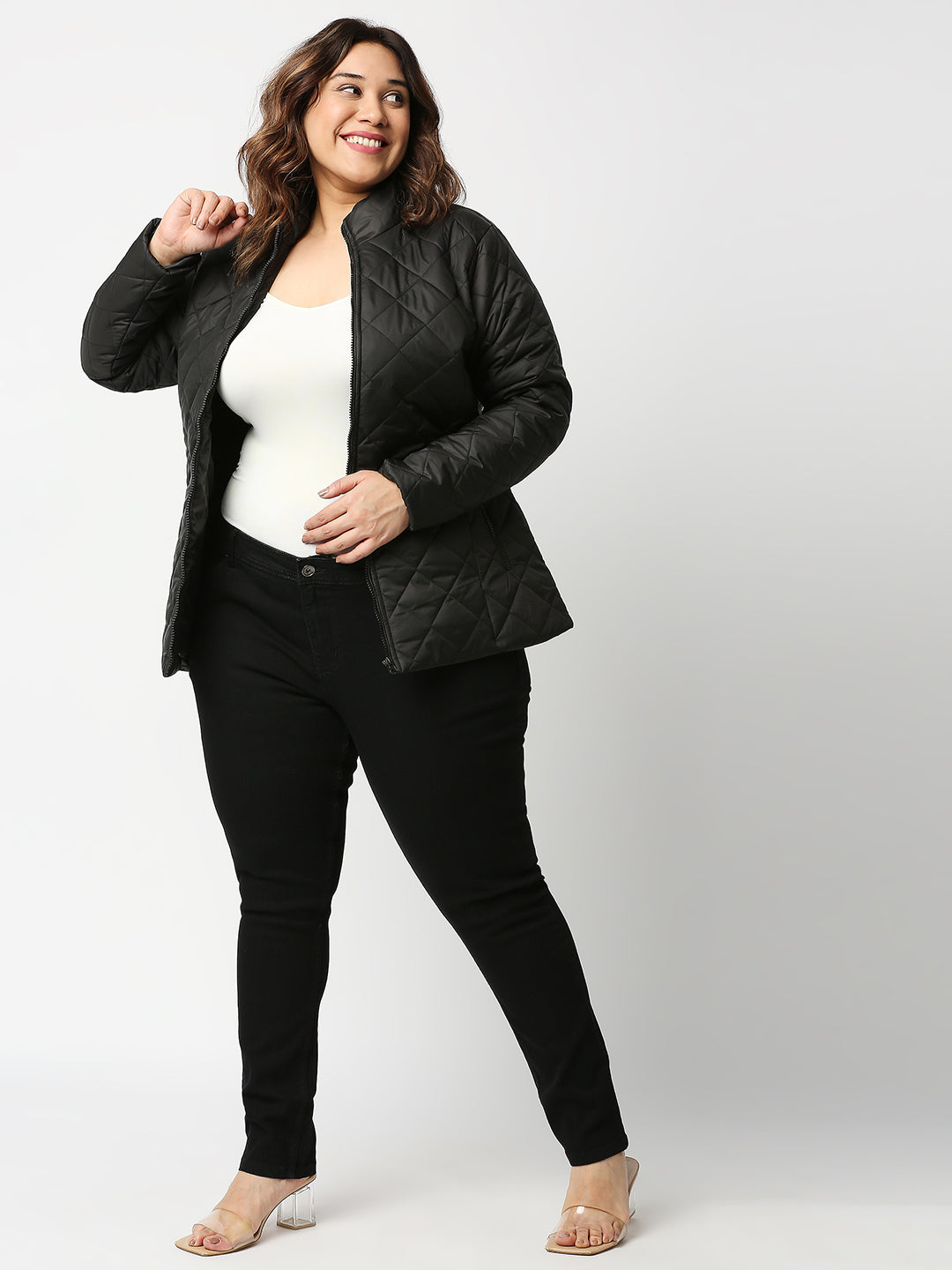 Women Plus Size Black Slim Fit Stretchable Jeans