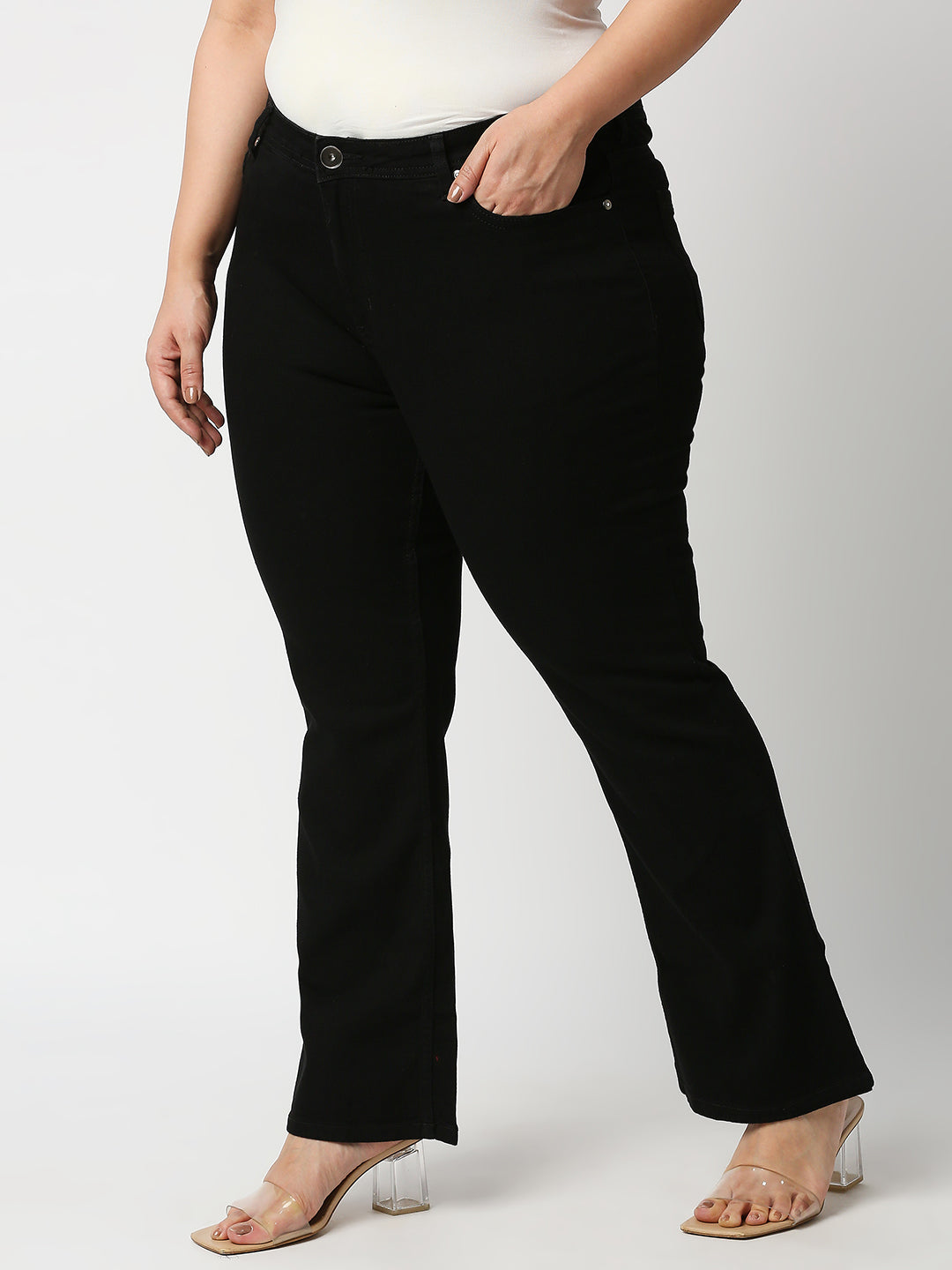 Women Black Plus Size Slim Fit Stretchable Jeans